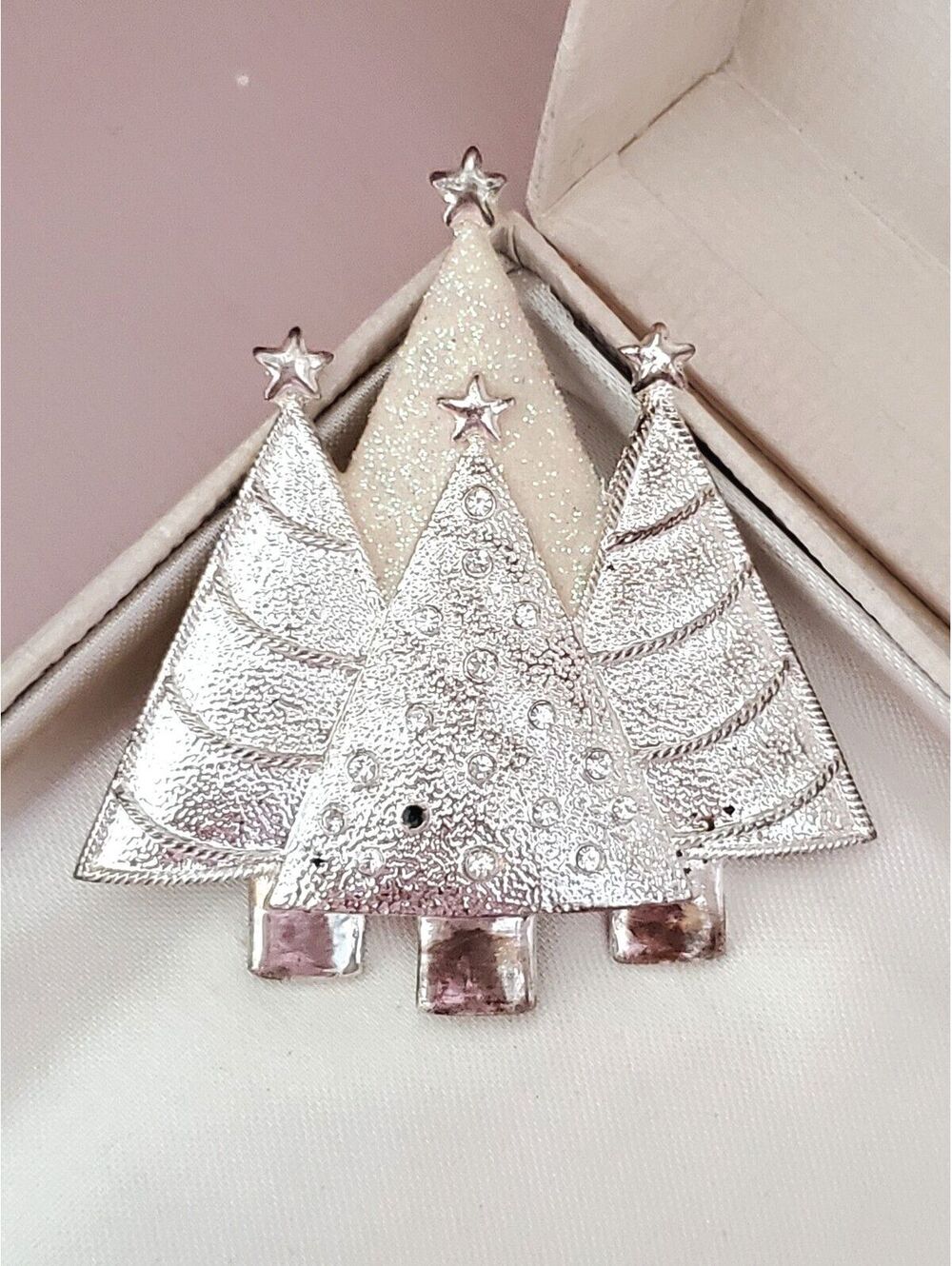 Vintage Eisenberg Ice Silver-tone Christmas Tree Brooch